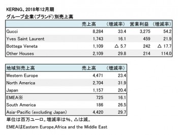 2018年12月期 グループ企業別・地域別売上高（表2）