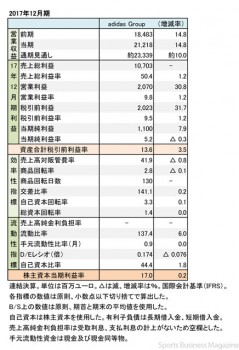 adidas Group、2017年12月期 財務諸表（表2）