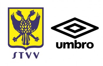 「STVV」のロゴ。来シーズンから「アンブロ」のウエアを着用する（左） 「アンブロ」ブランド。ウエアやシューズを提供する（右）