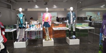 素材開発に加え、製品ビジネスにも力を入れる （写真は展示会場の様子）